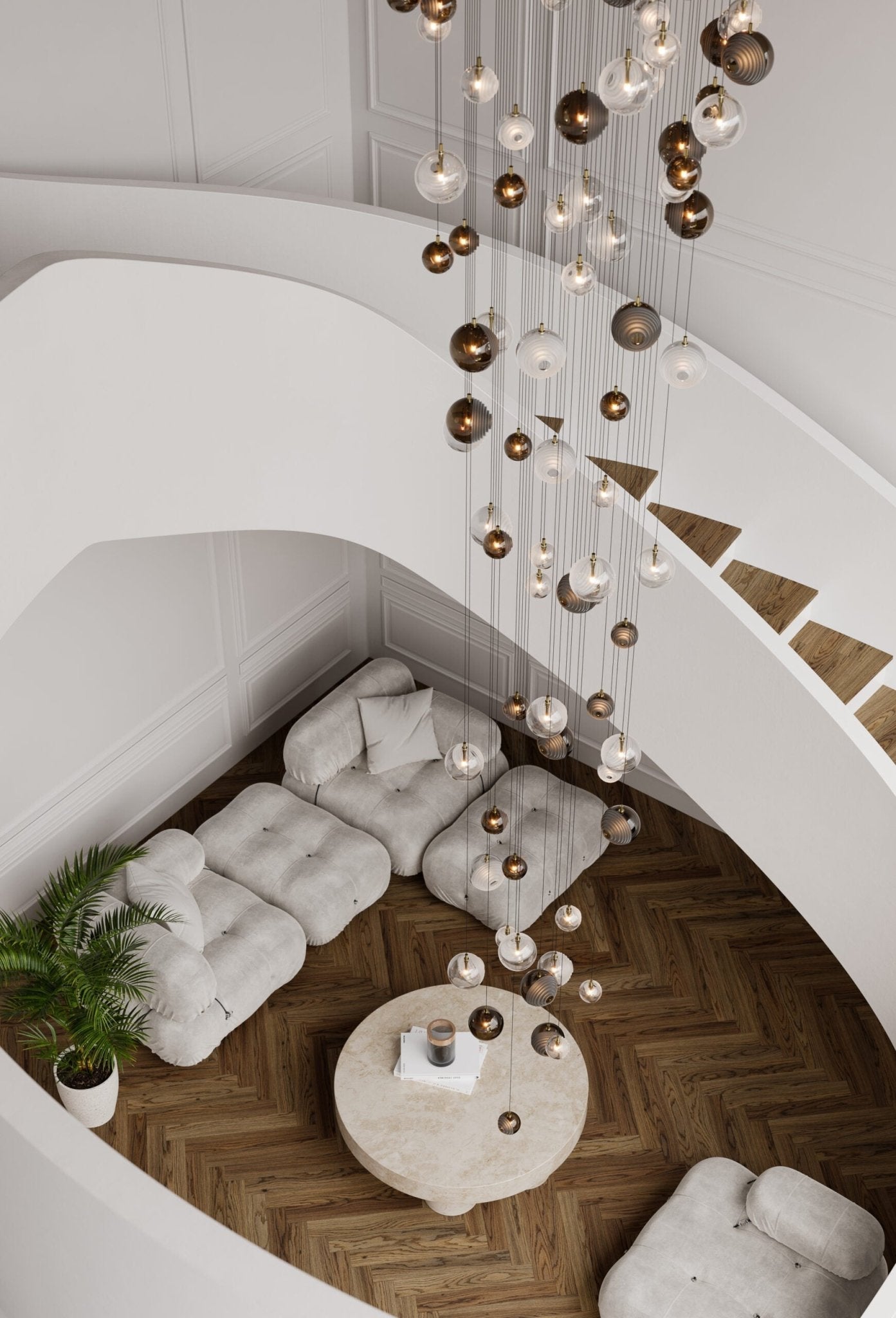 Cosmic Sphere Cascade Chandelier