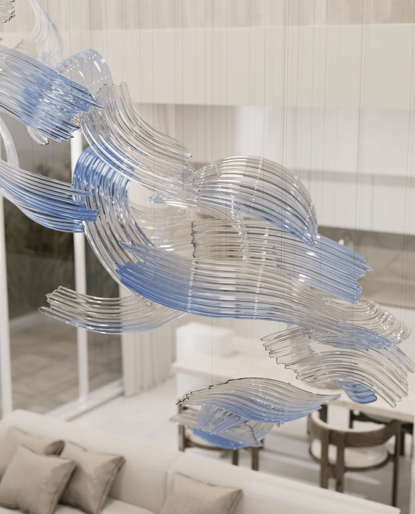 Brush Art Glass Chandelier