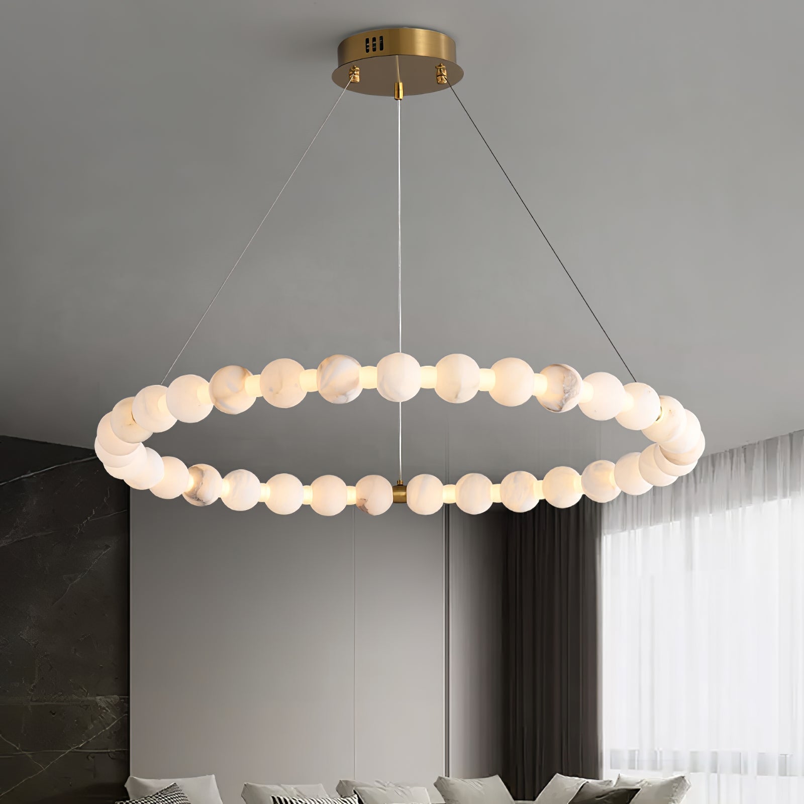 Alabaster Orb Ring Chandelier