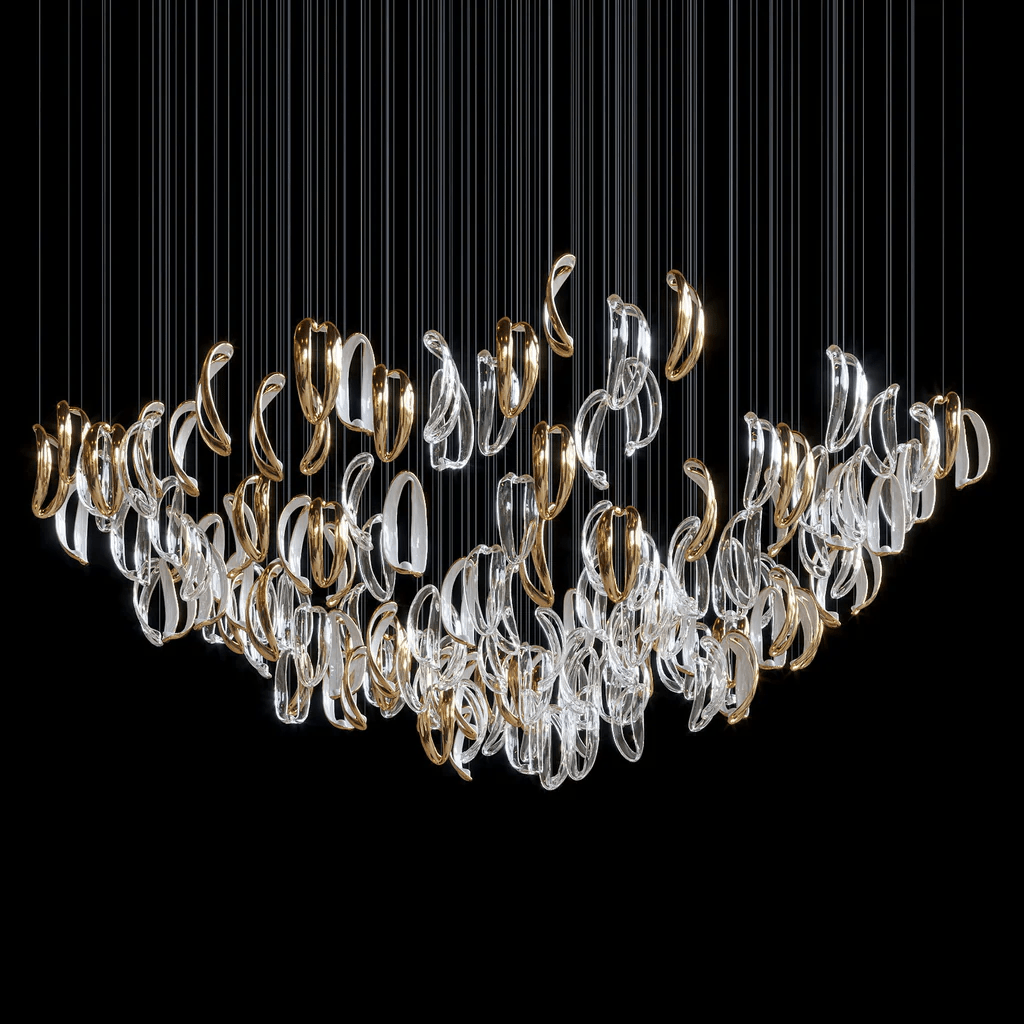 Aqua Ripple Glass Art Customize Chandelier