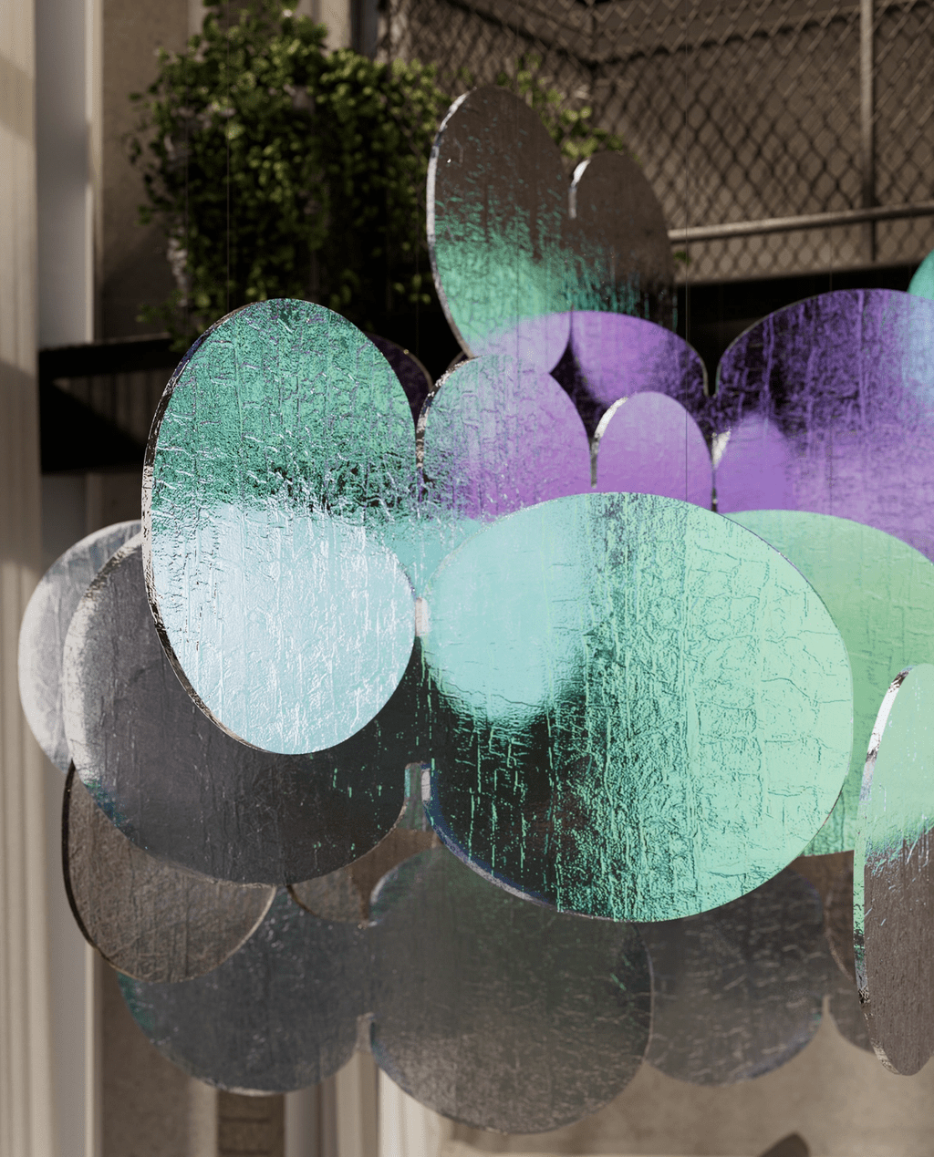 Clouds Iridescent Disc Chandelier