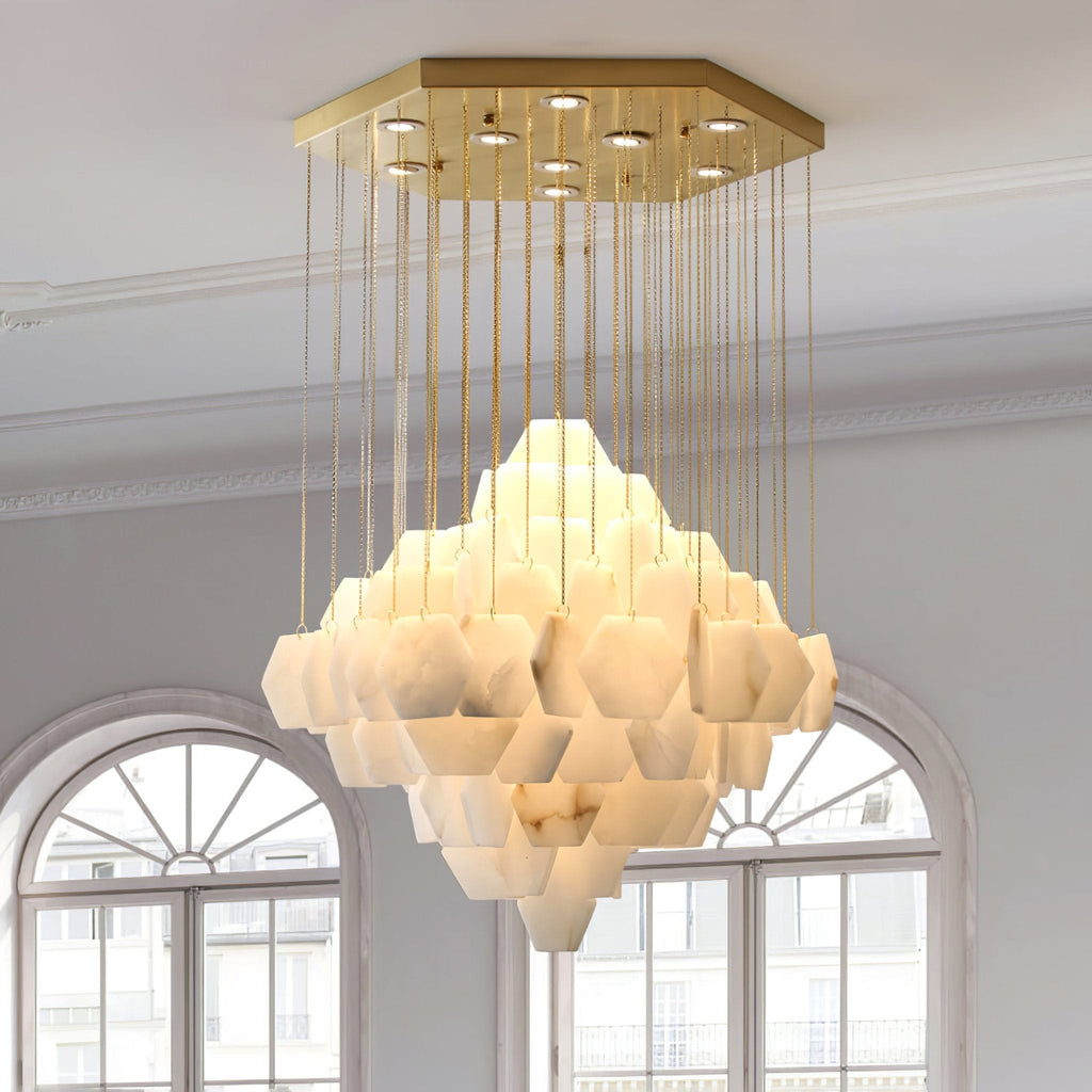 Hexa Alabaster Cascade Chandelier
