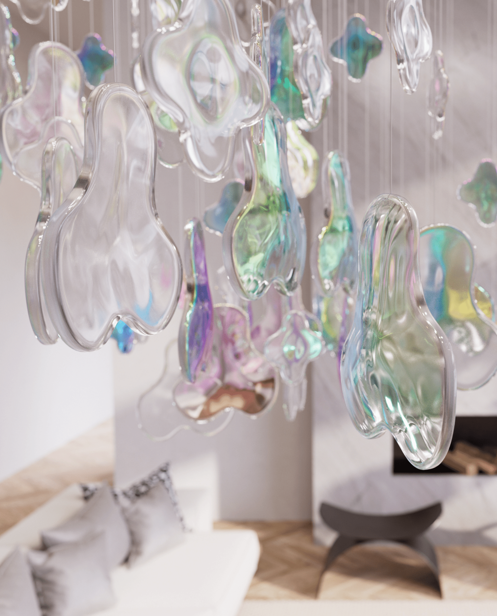 Iris Iridescent Blossom Chandelier