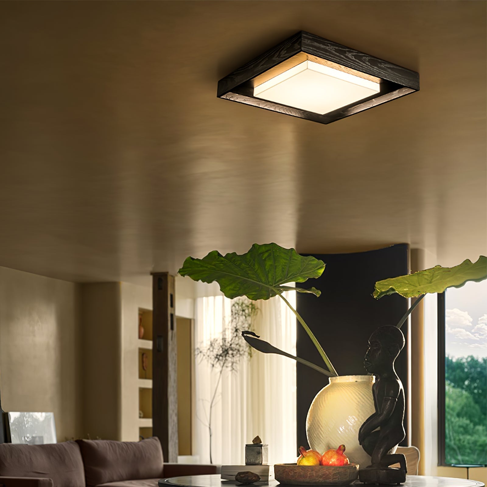 Kurin Wood Frame Ceiling Light