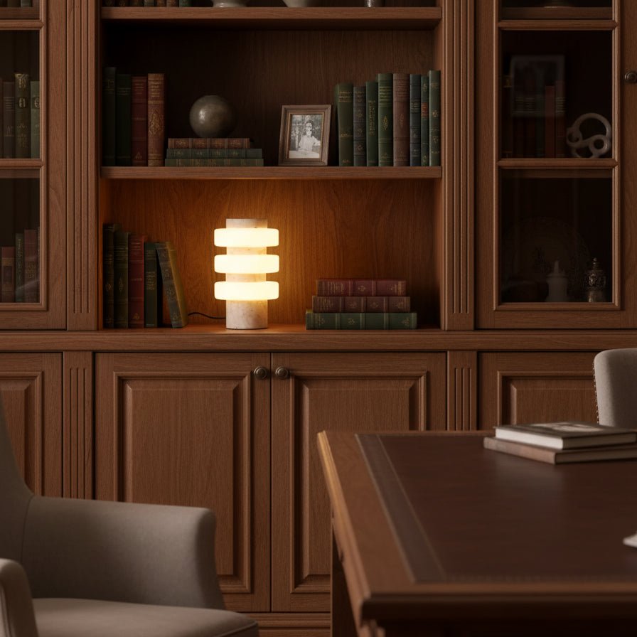 Saturn Travertine Table Lamp