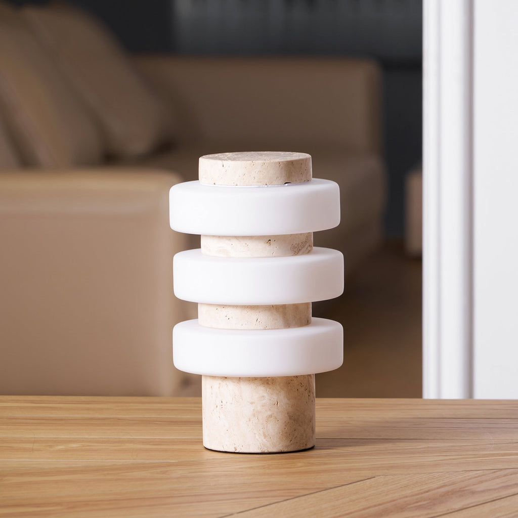 Saturn Travertine Table Lamp