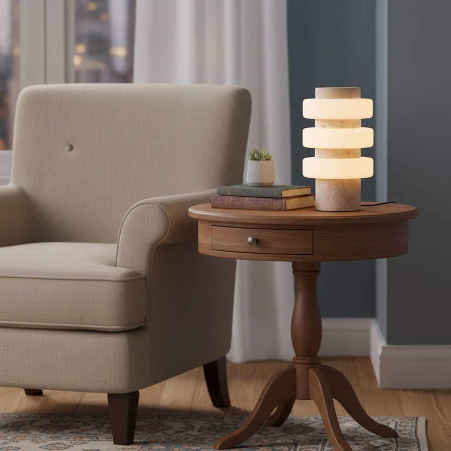 Saturn Travertine Table Lamp