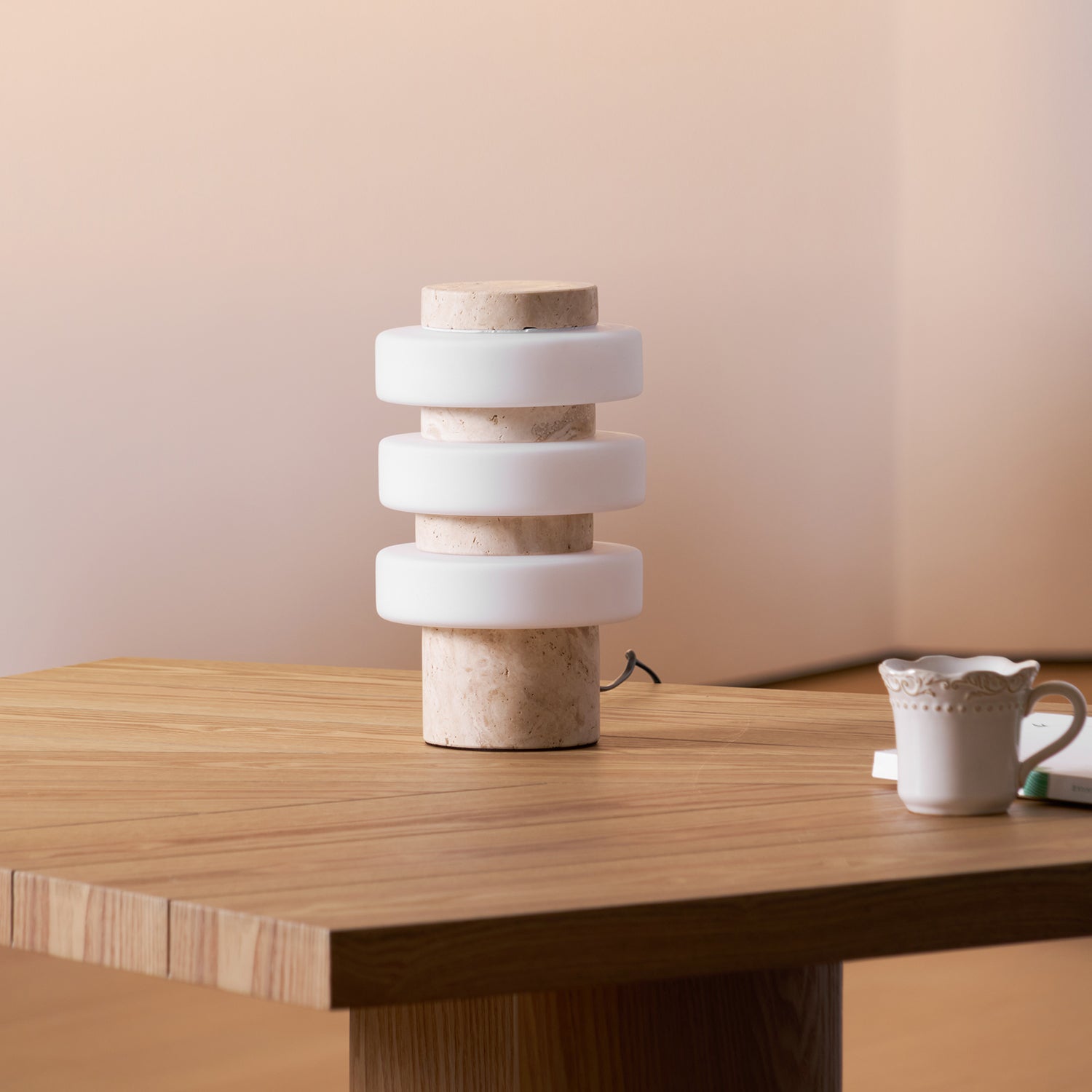 Saturn Travertine Table Lamp