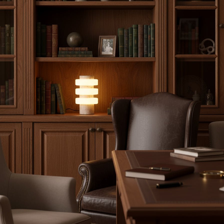 Saturn Travertine Table Lamp