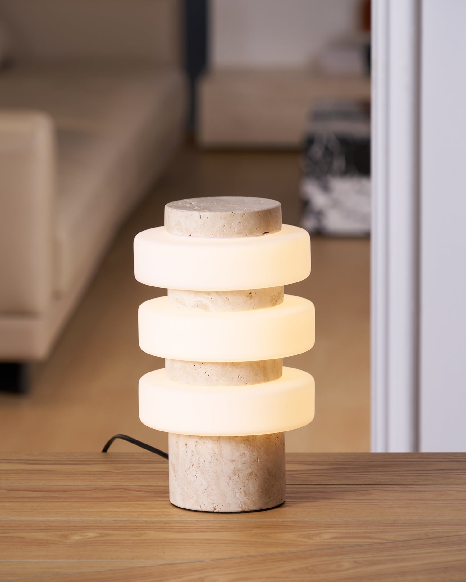 Saturn Travertine Table Lamp