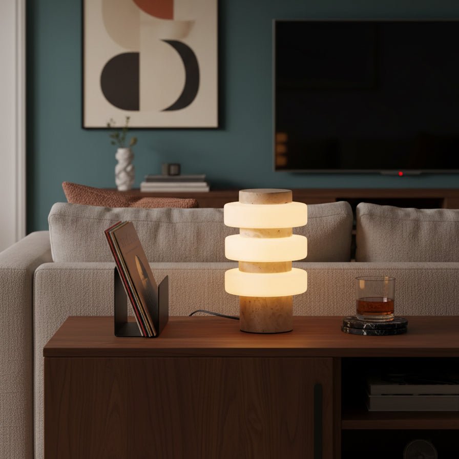 Saturn Travertine Table Lamp