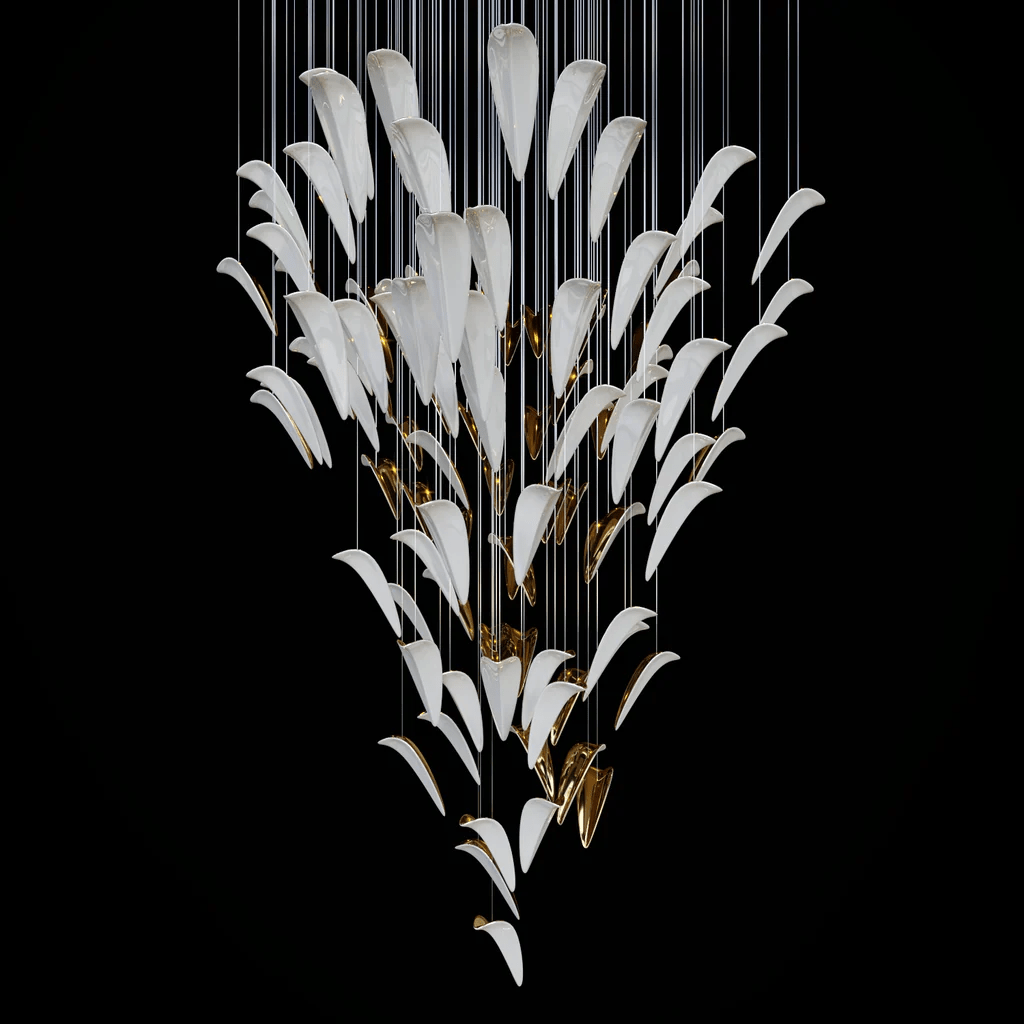 White Feather Art Deco Customize Chandelier