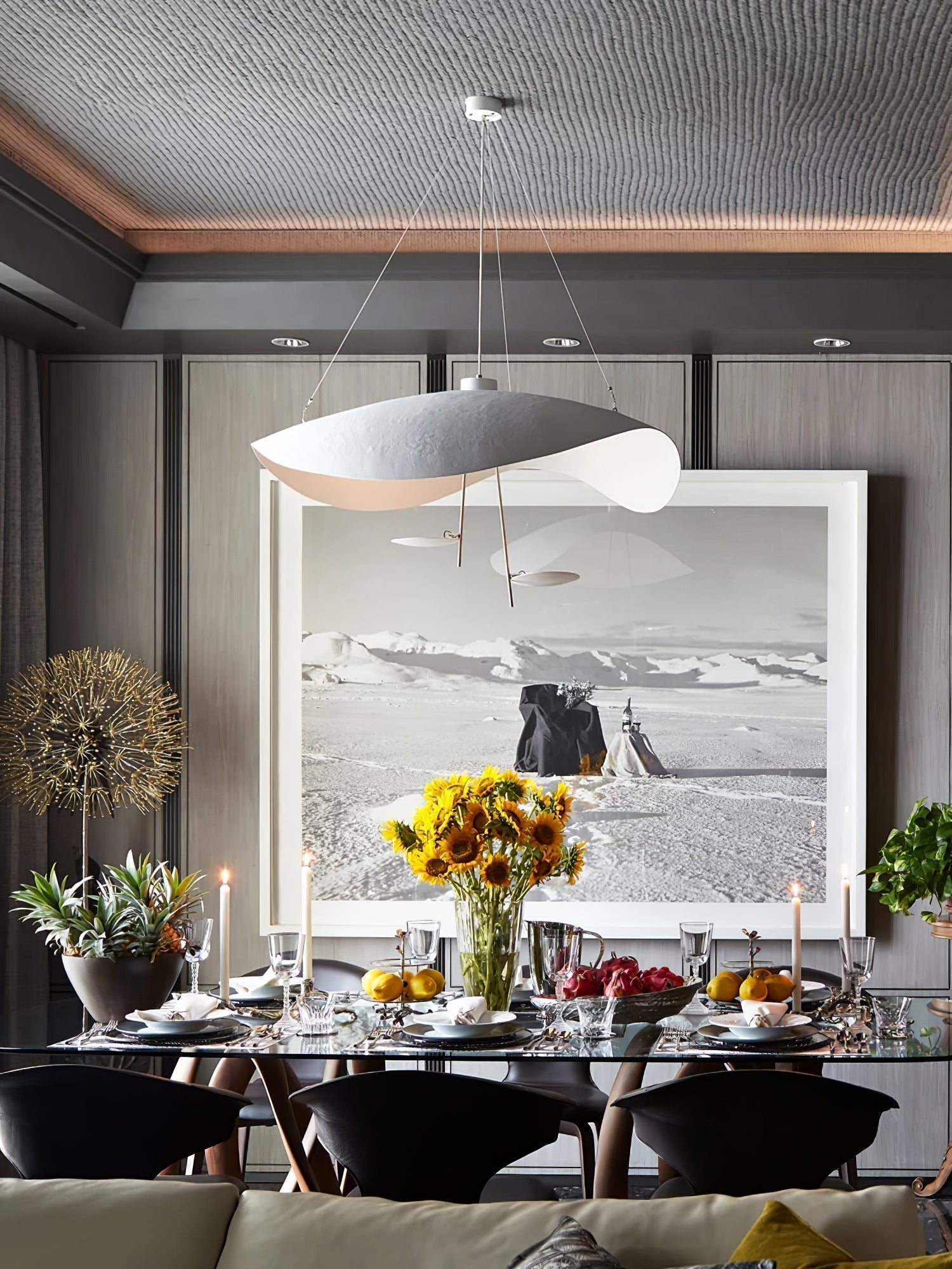 Black Wheel Pendant Light