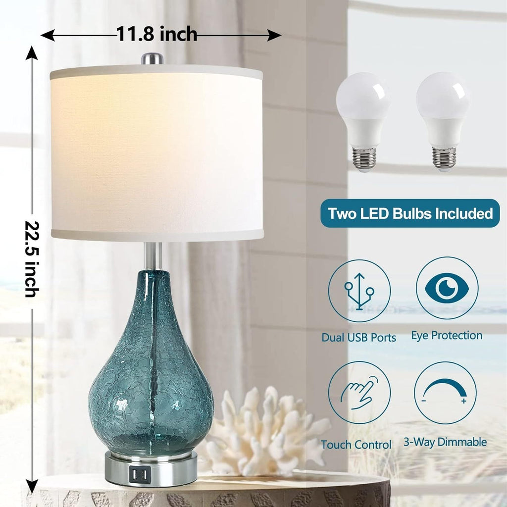 Blue Crackle Glass Table Lamp