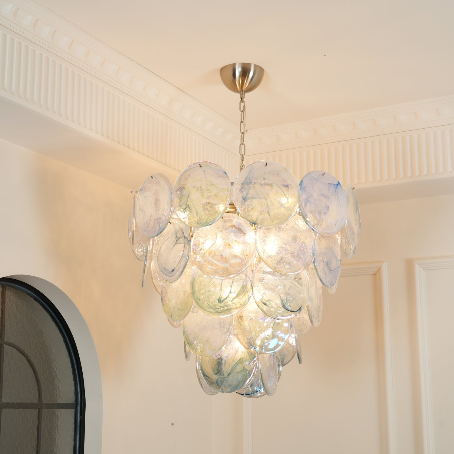 Blue Murano Iridescent Disc Chandelier - ZozHome