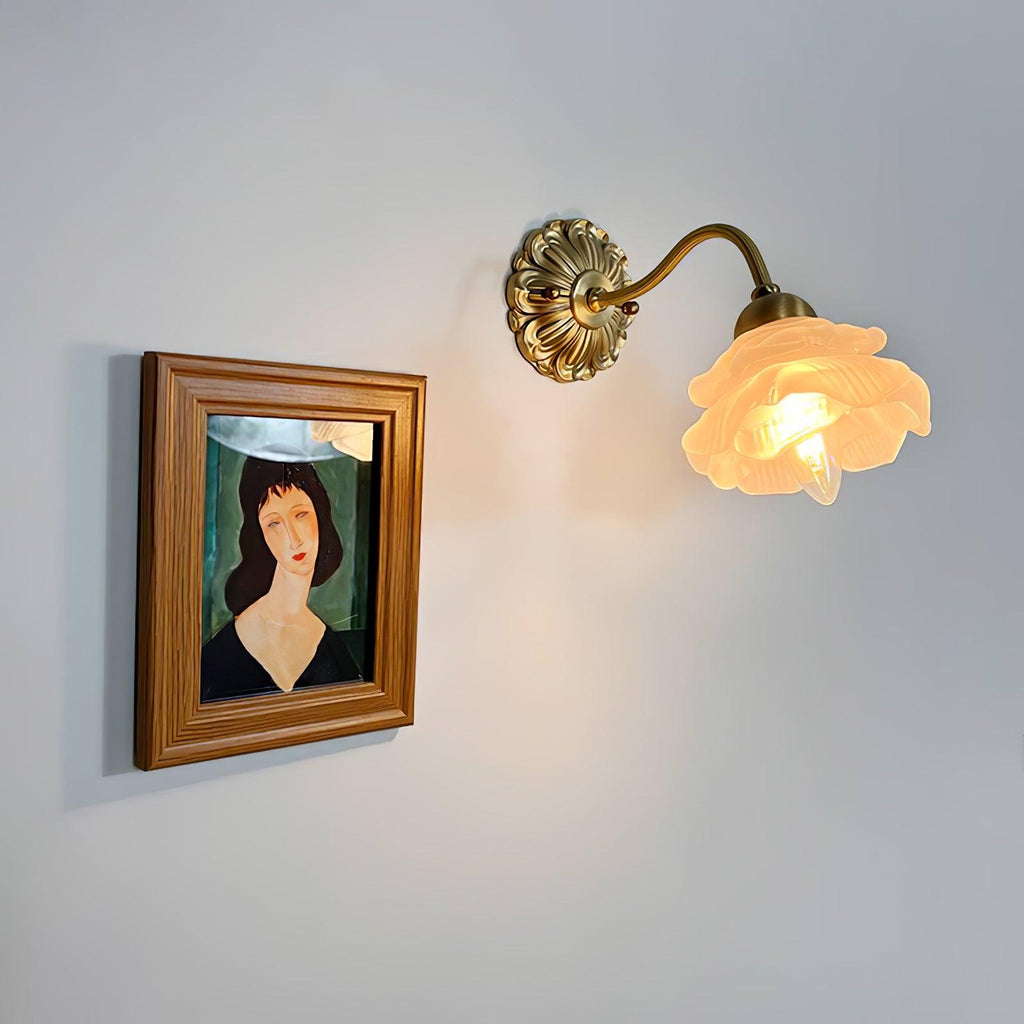 Brass Rose Wall Light