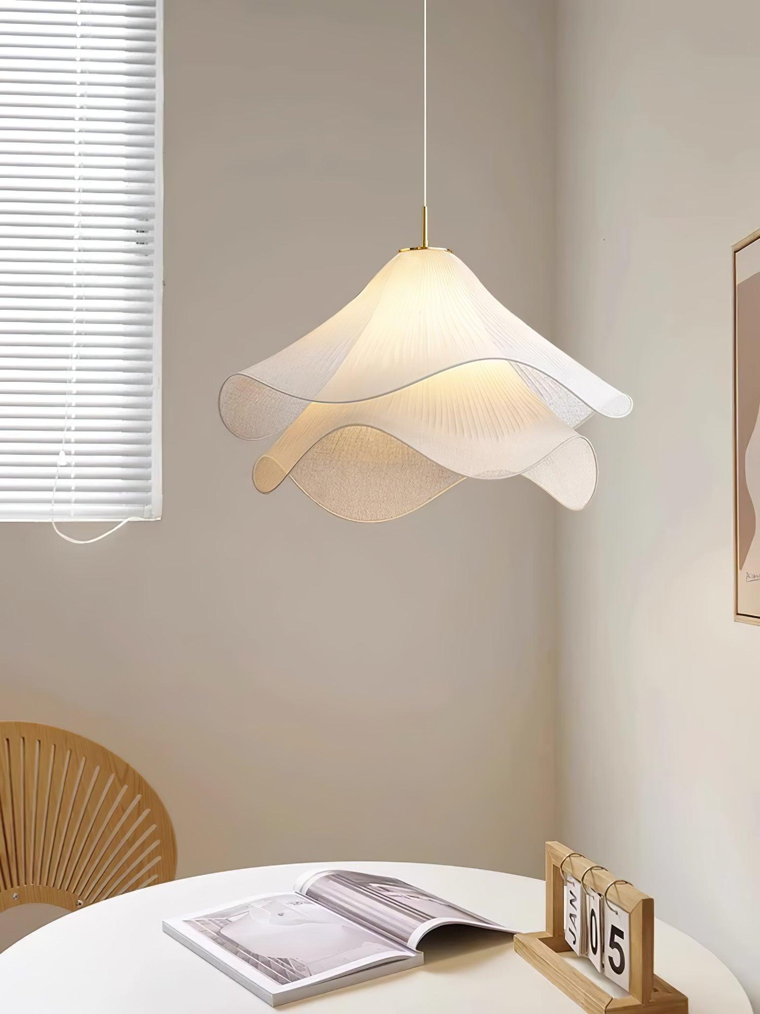 Cream Pleated Pendant Light