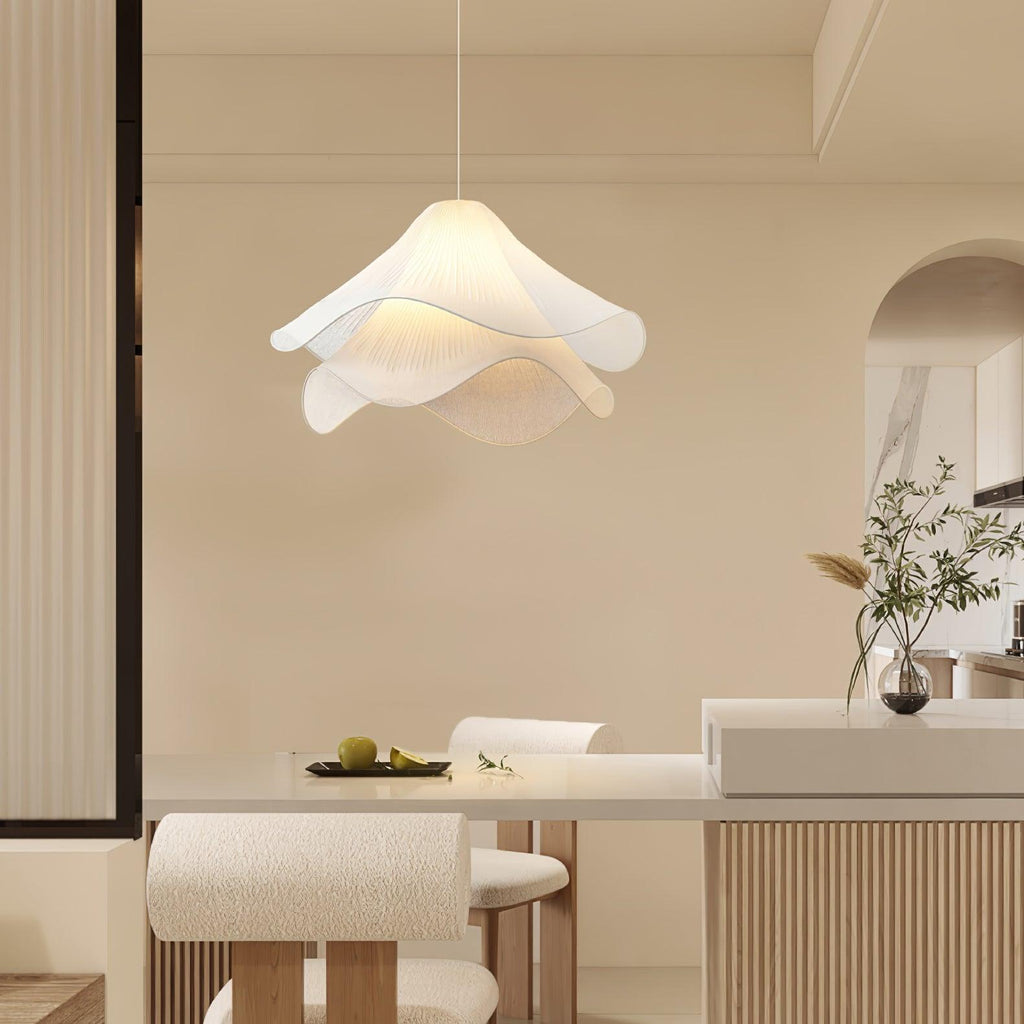 Cream Pleated Pendant Light