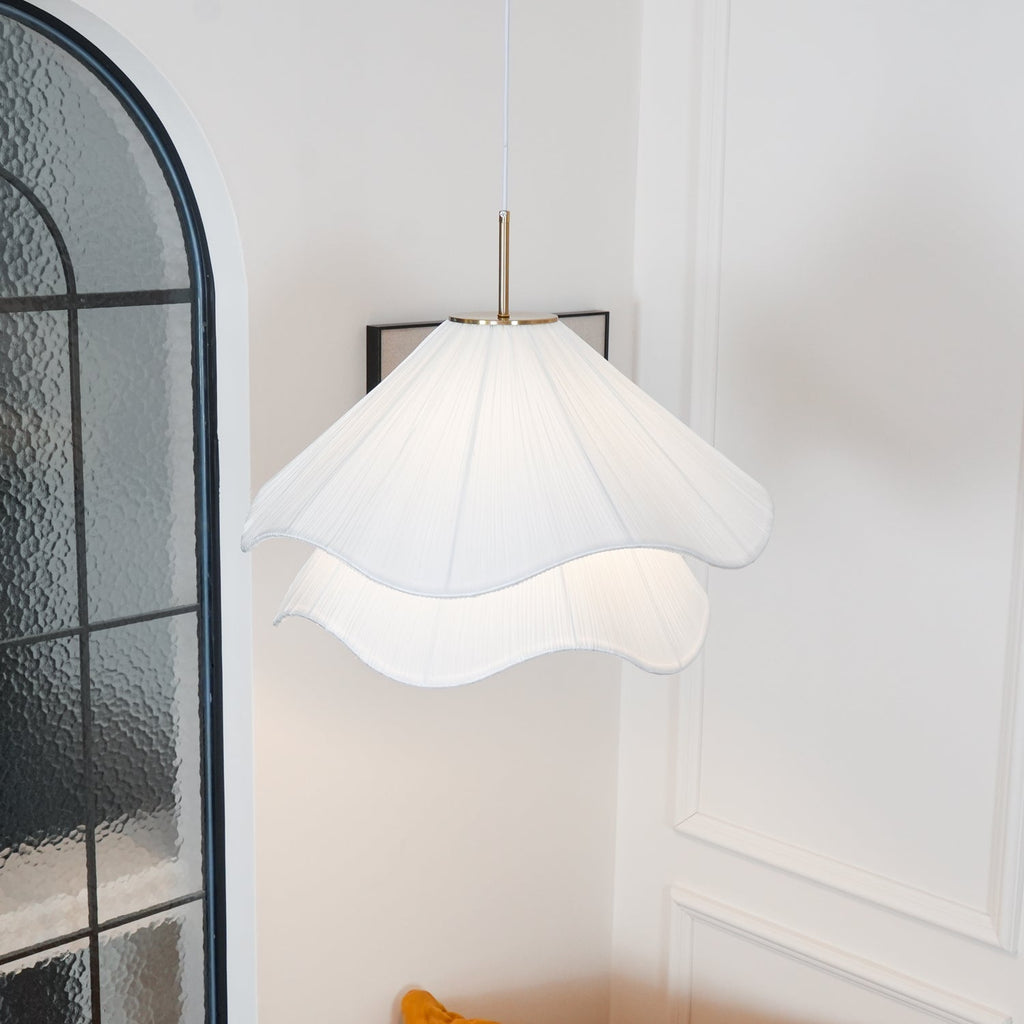 Cream Pleated Pendant Light