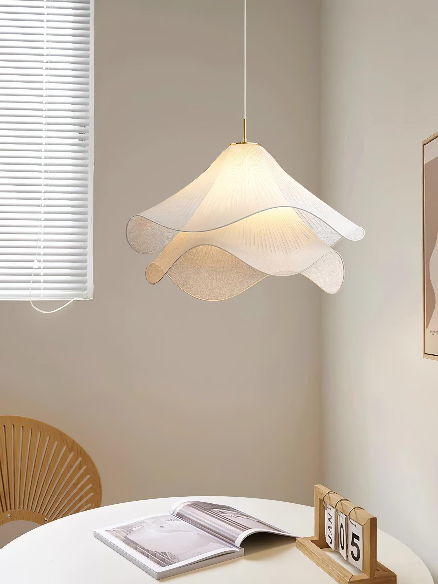 Cream Pleated Pendant Light