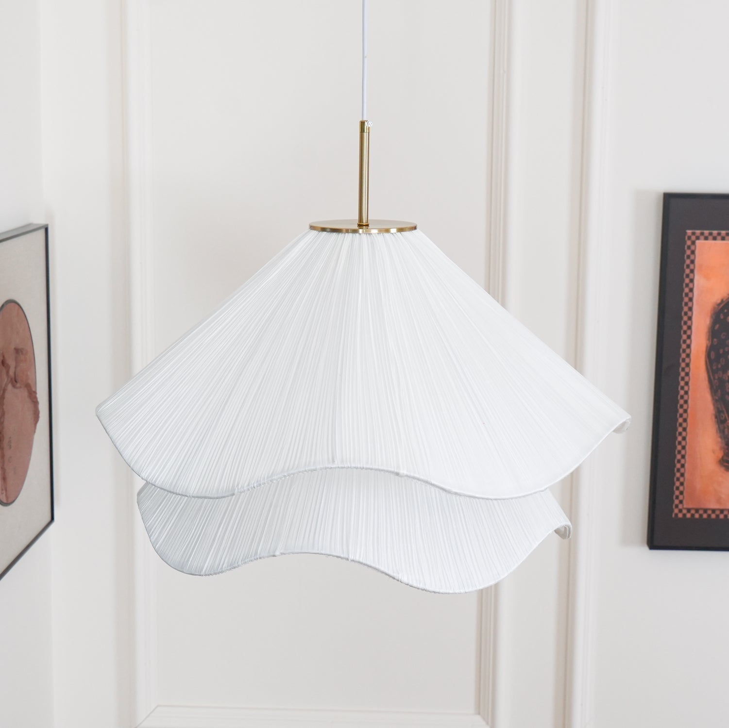 Cream Pleated Pendant Light