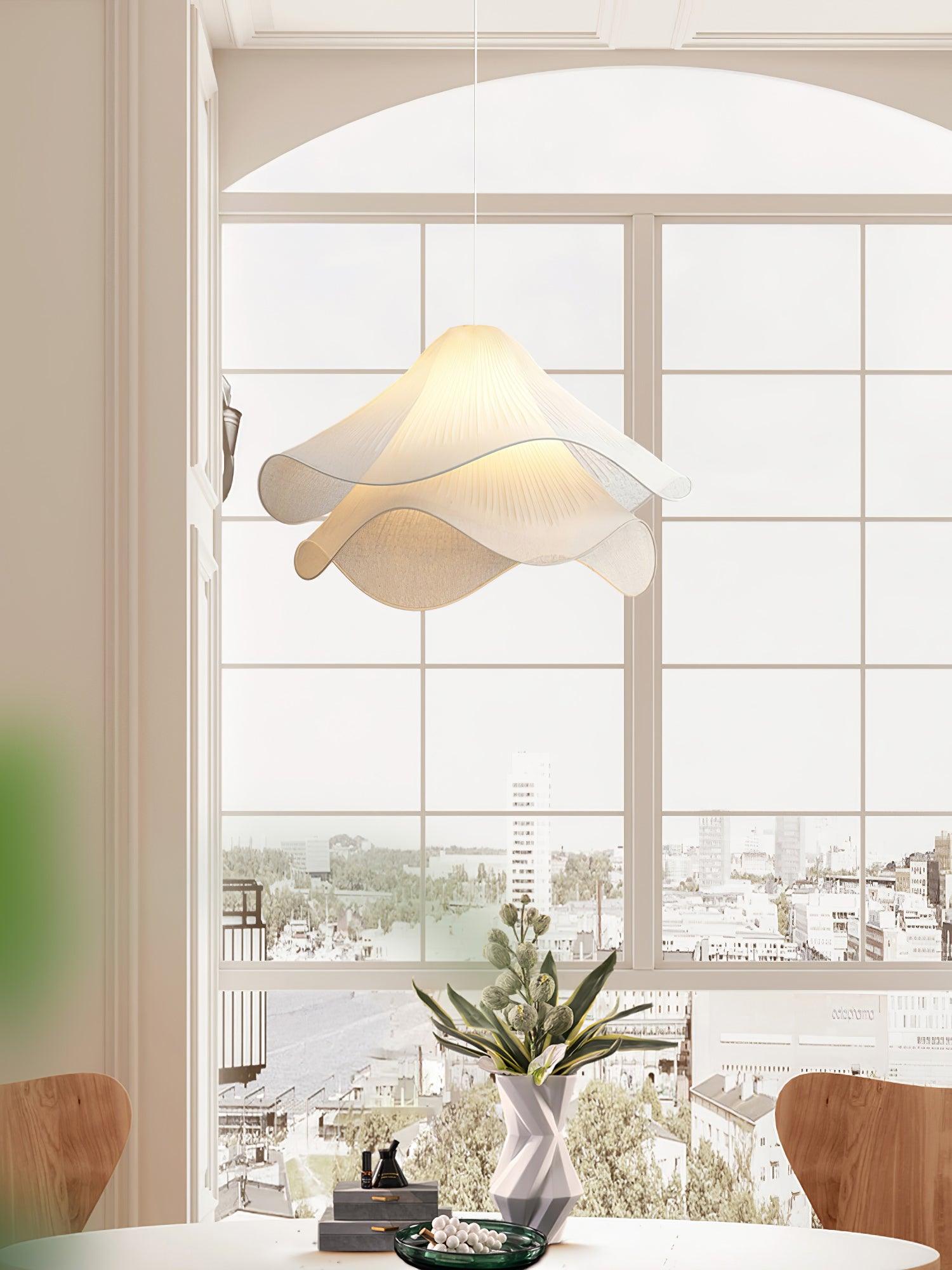 Cream Pleated Pendant Light