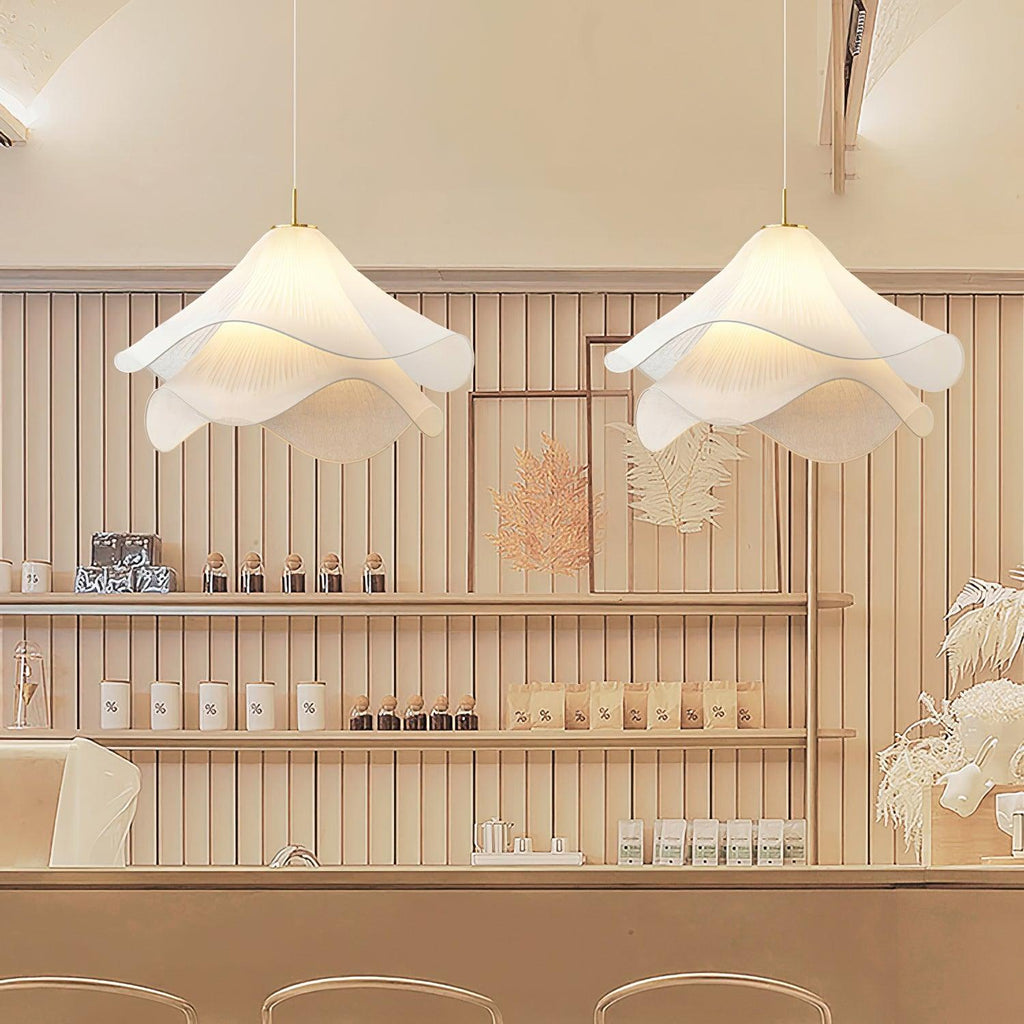 Cream Pleated Pendant Light