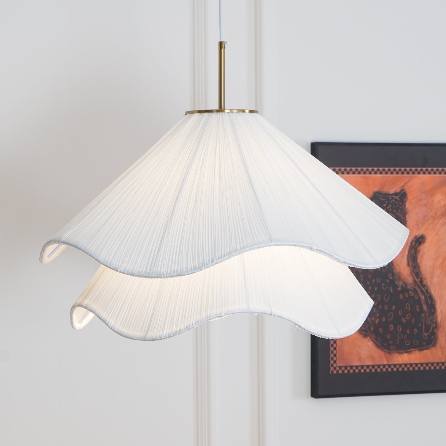 Cream Pleated Pendant Light