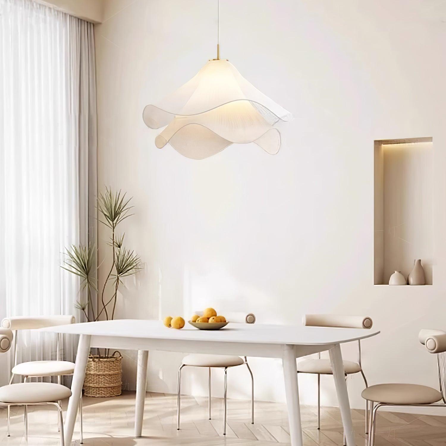 Cream Pleated Pendant Light