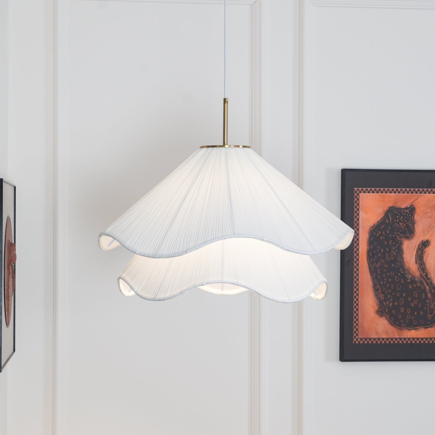 Cream Pleated Pendant Light