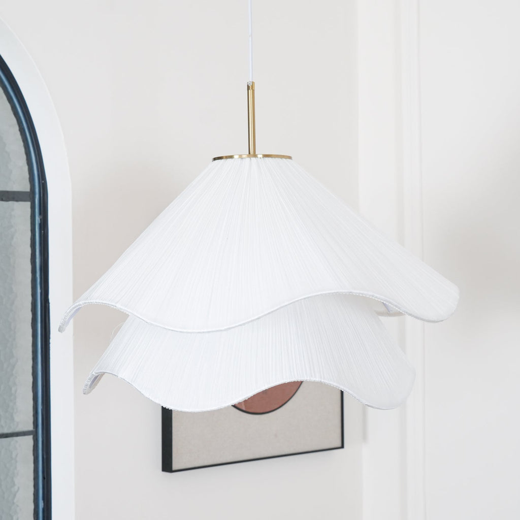 Cream Pleated Pendant Light