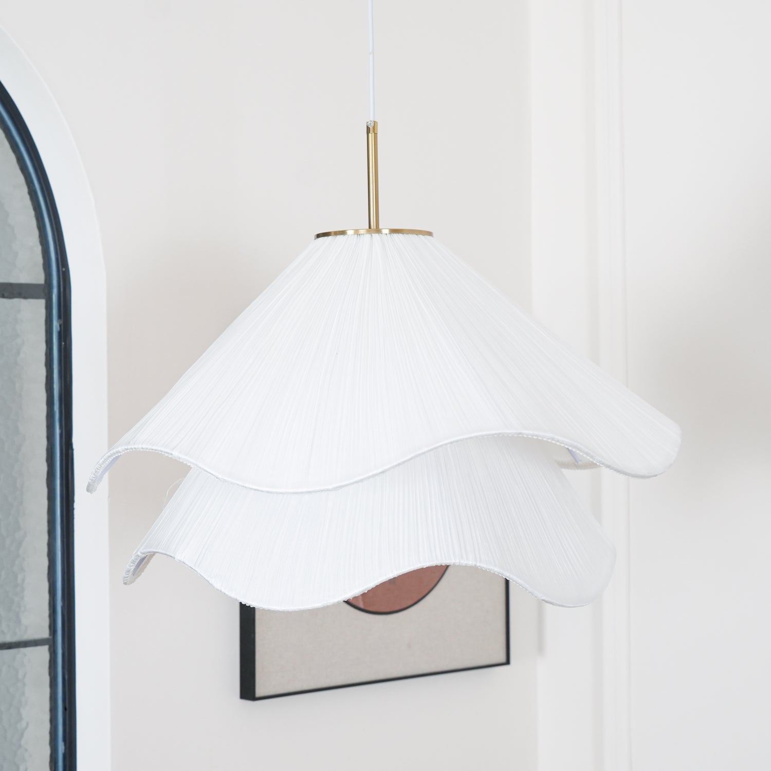 Cream Pleated Pendant Light