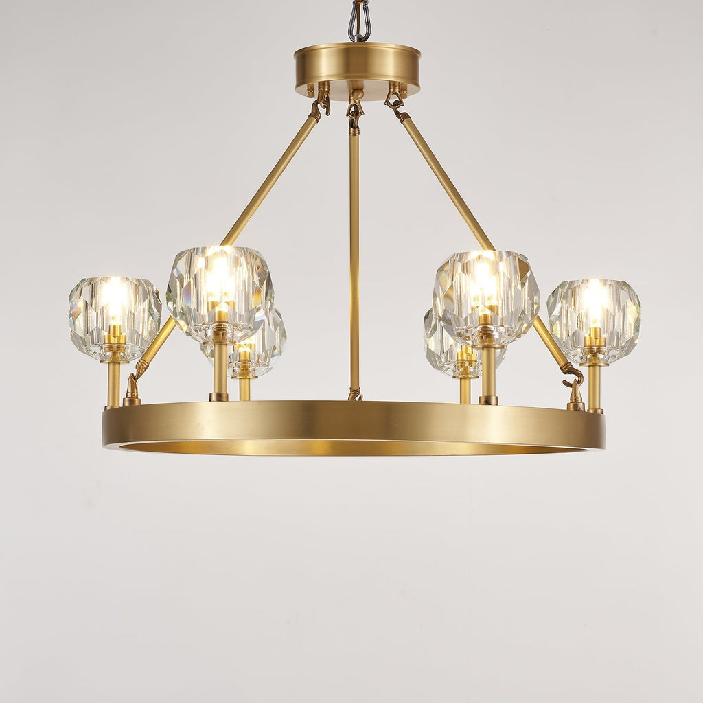 Crystal Round Golden Chandelier - ZozHome