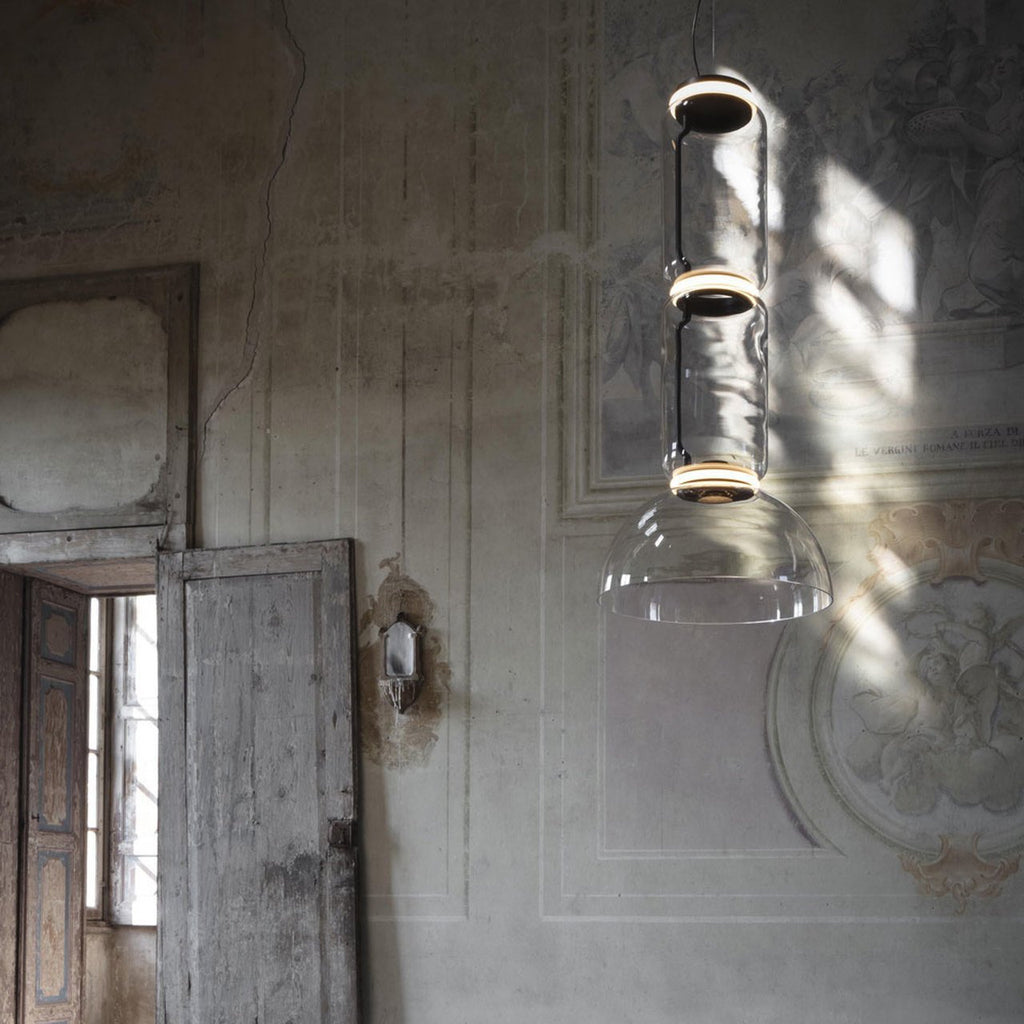 Cylindrical Clear Glass Chandelier