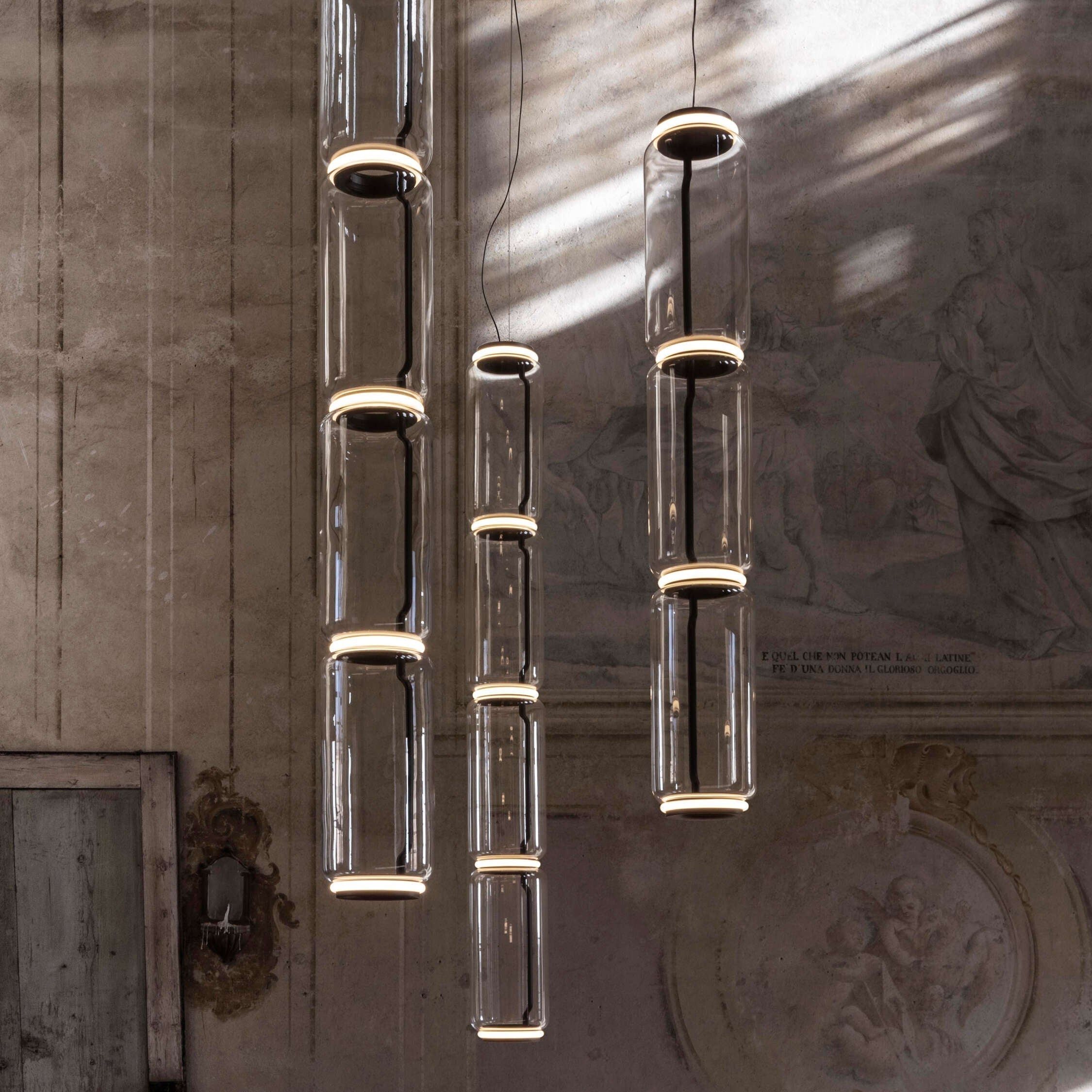 Cylindrical Clear Glass Chandelier