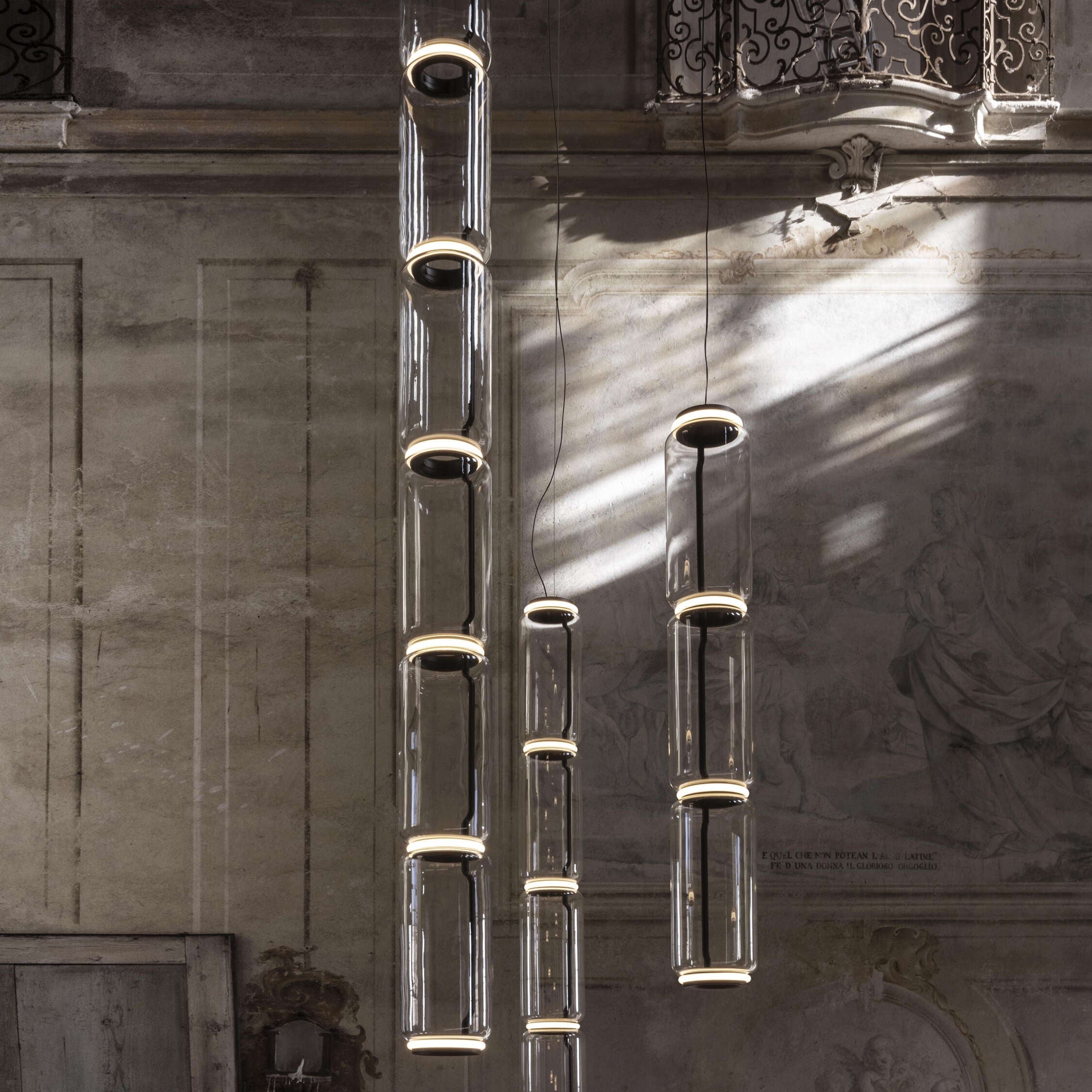 Cylindrical Clear Glass Chandelier