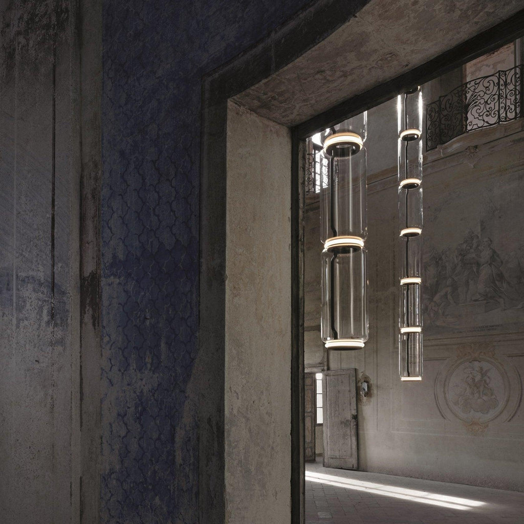 Cylindrical Clear Glass Chandelier