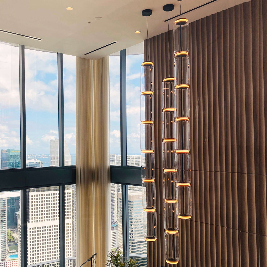 Cylindrical Clear Glass Chandelier