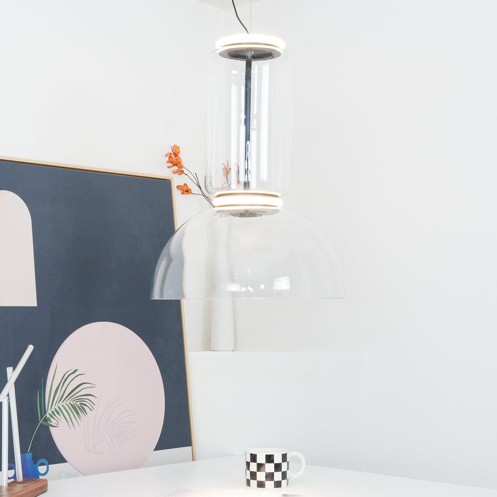 Cylindrical Clear Glass Chandelier