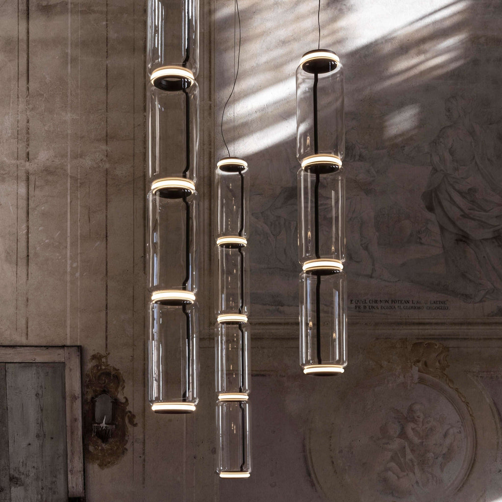 Cylindrical Clear Glass Chandelier