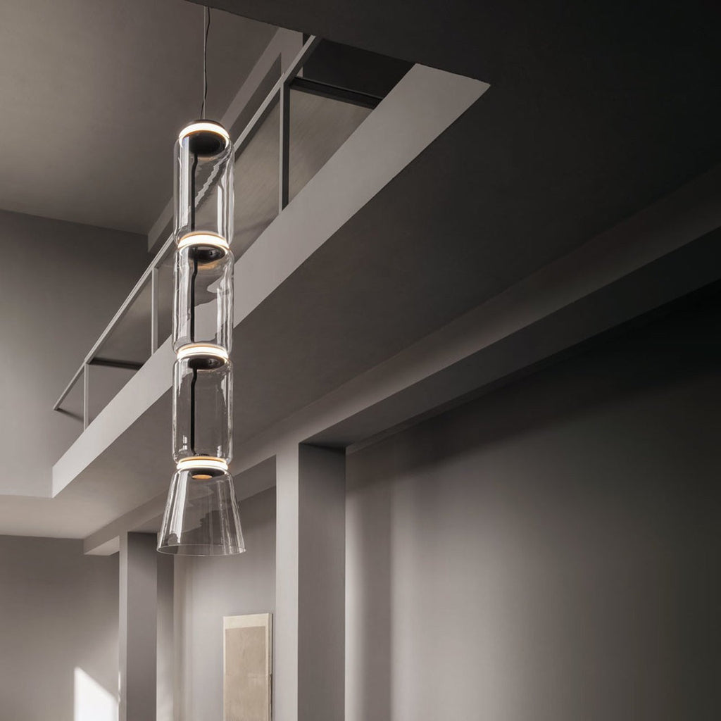 Cylindrical Clear Glass Chandelier