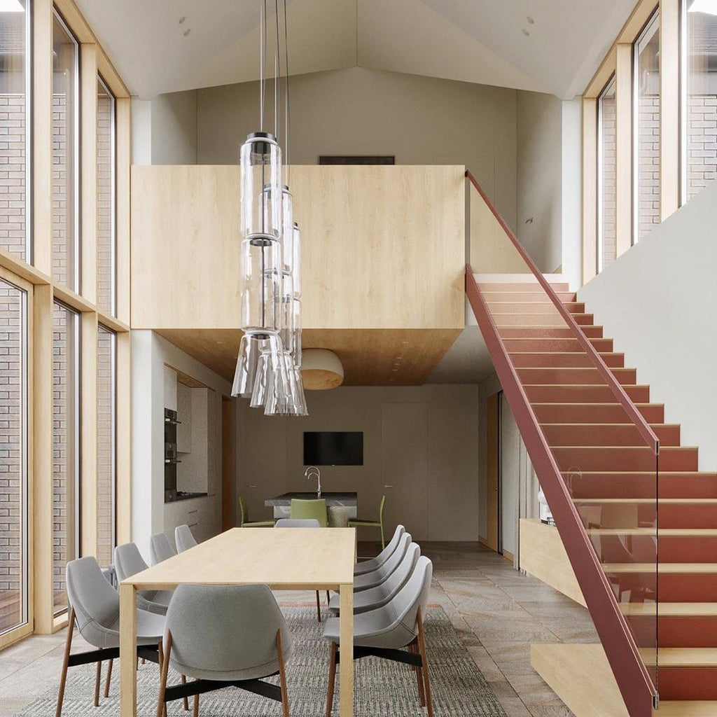 Cylindrical Clear Glass Chandelier