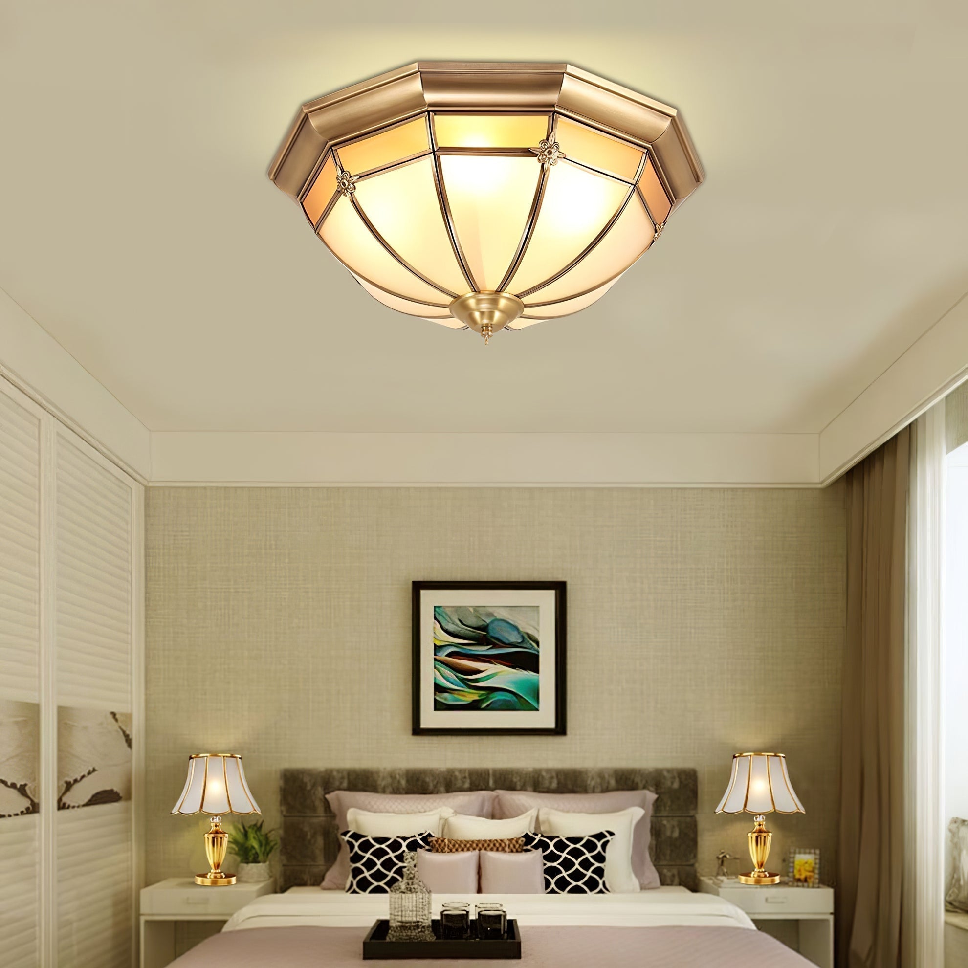 Dome Brass Flush Ceiling Lamp - ZozHome