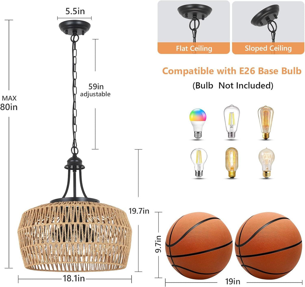 Earth Light Rattan Woven Pendant Light