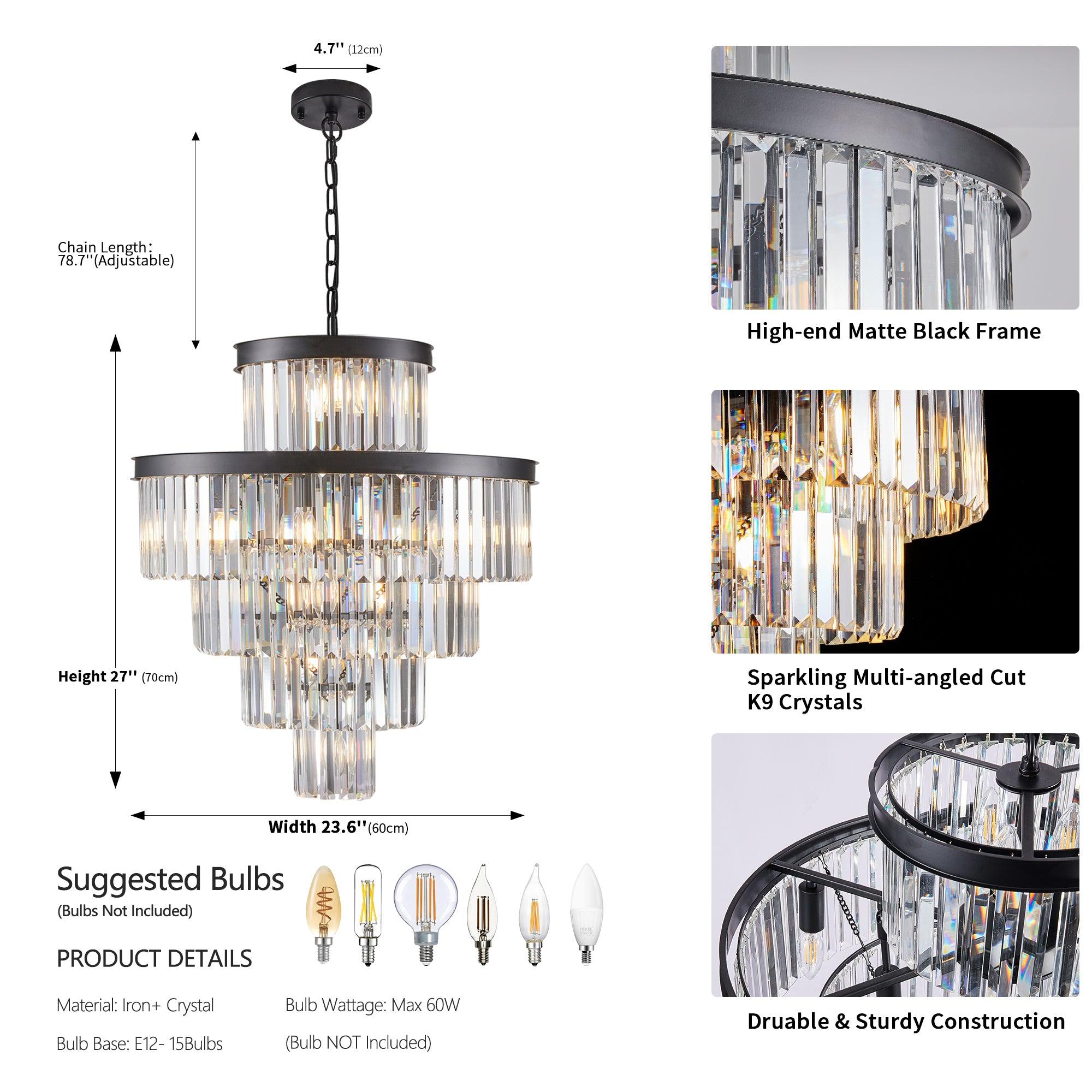 Elysian Black Crystal Chandelier