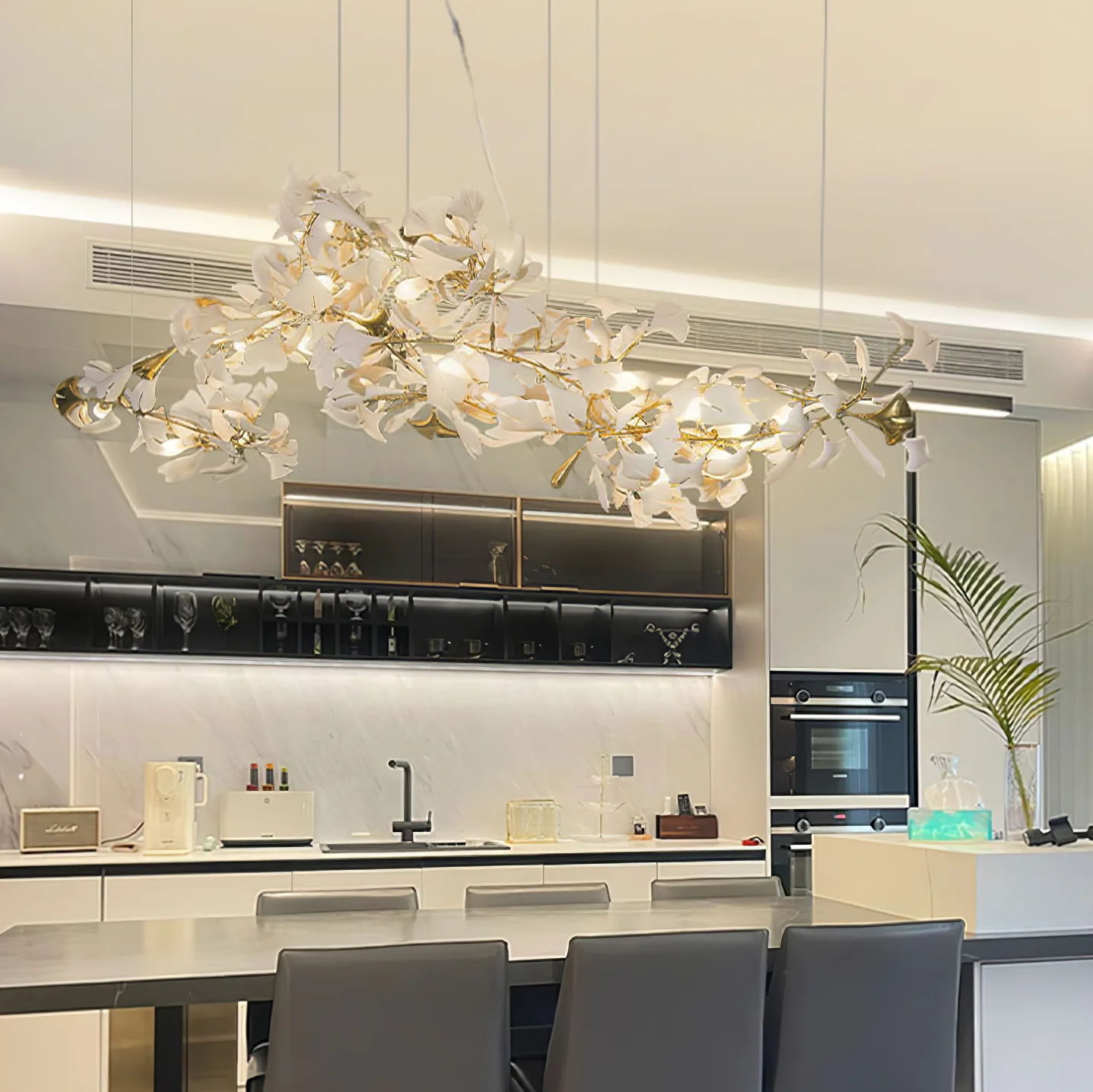 Gold White Leaves Combination Ginkgo Chandeliers