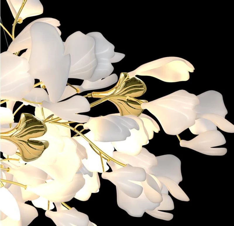 Gold White Leaves Combination Ginkgo Chandeliers