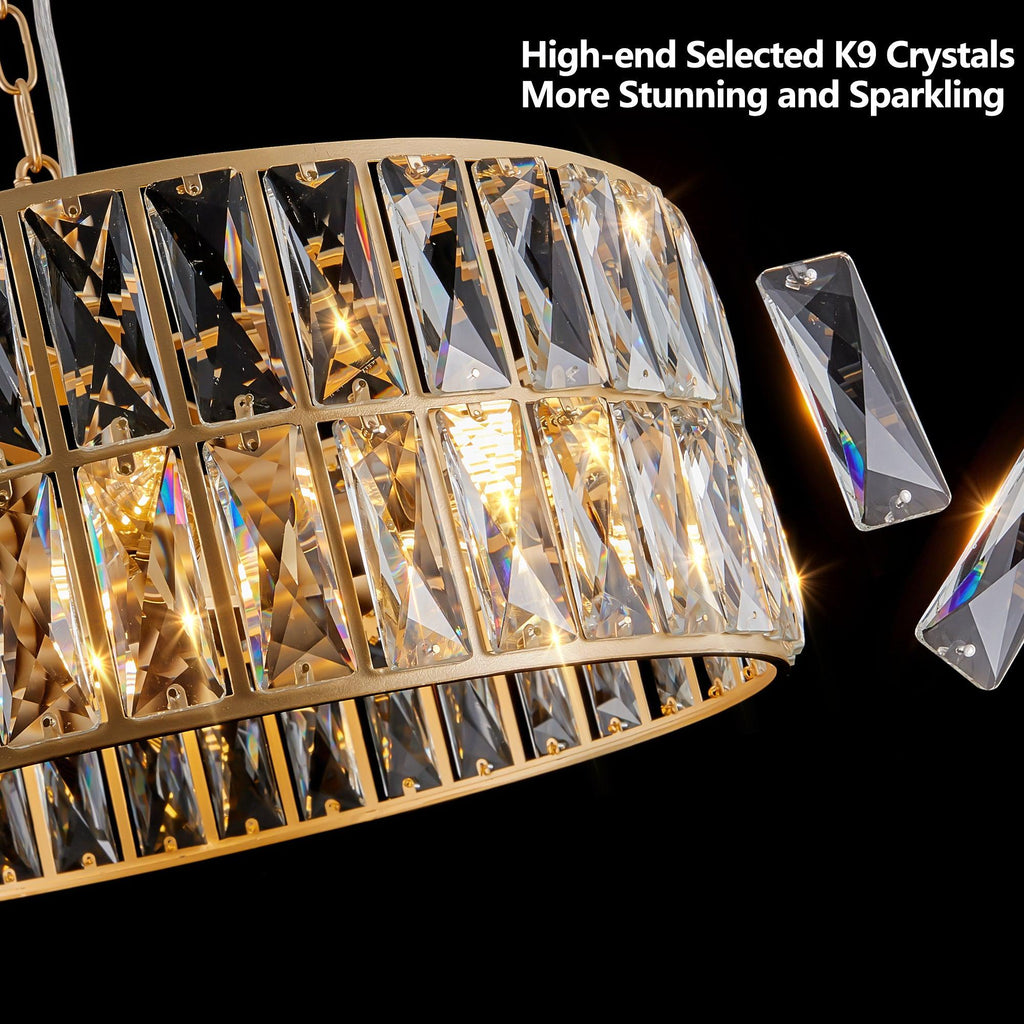 Golden Aura Modern Crystal Drum Chandelier