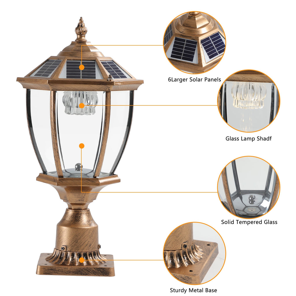 GoldenGlare Outdoor Solar Column Lights