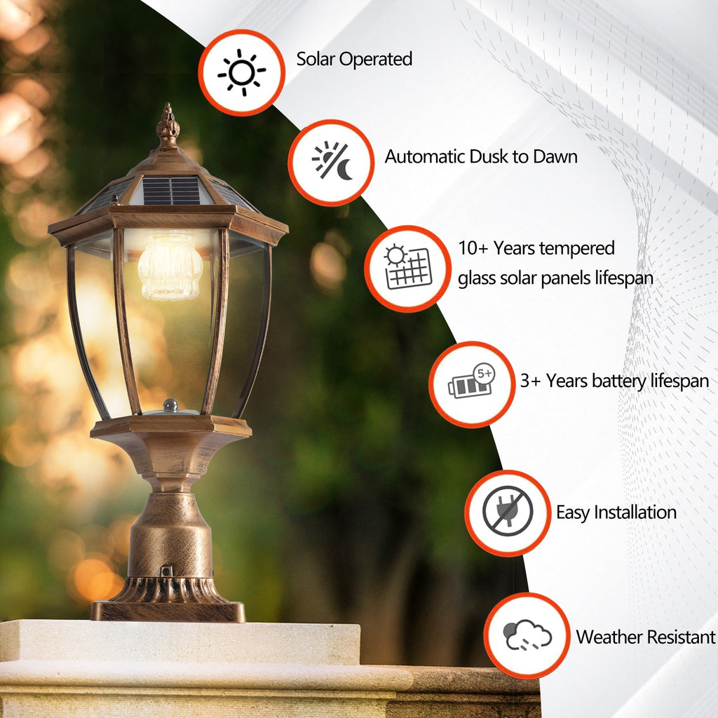 GoldenGlare Outdoor Solar Column Lights
